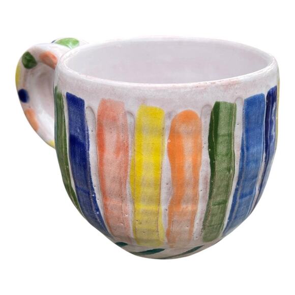 Multi Color Stripes & PolkaDots Pottery Coffee Mug - Picture 5 of 15